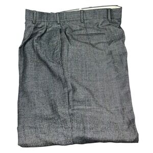 Brooks Brothers 346 Mens Gray Plaid Wool Blend Dress Pants W36 L30 Cuffed